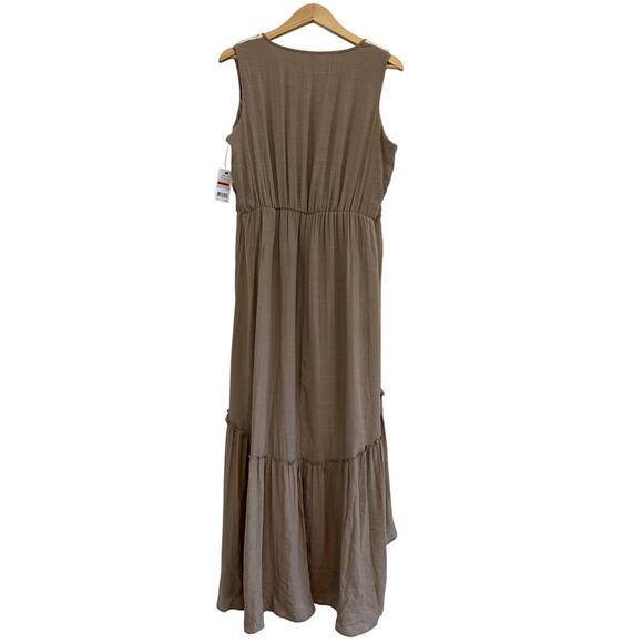 NWT NY Collection Womens Crochet Trim Casual Maxi Dress Large Fairy Casual Boho - Picture 3 of 16